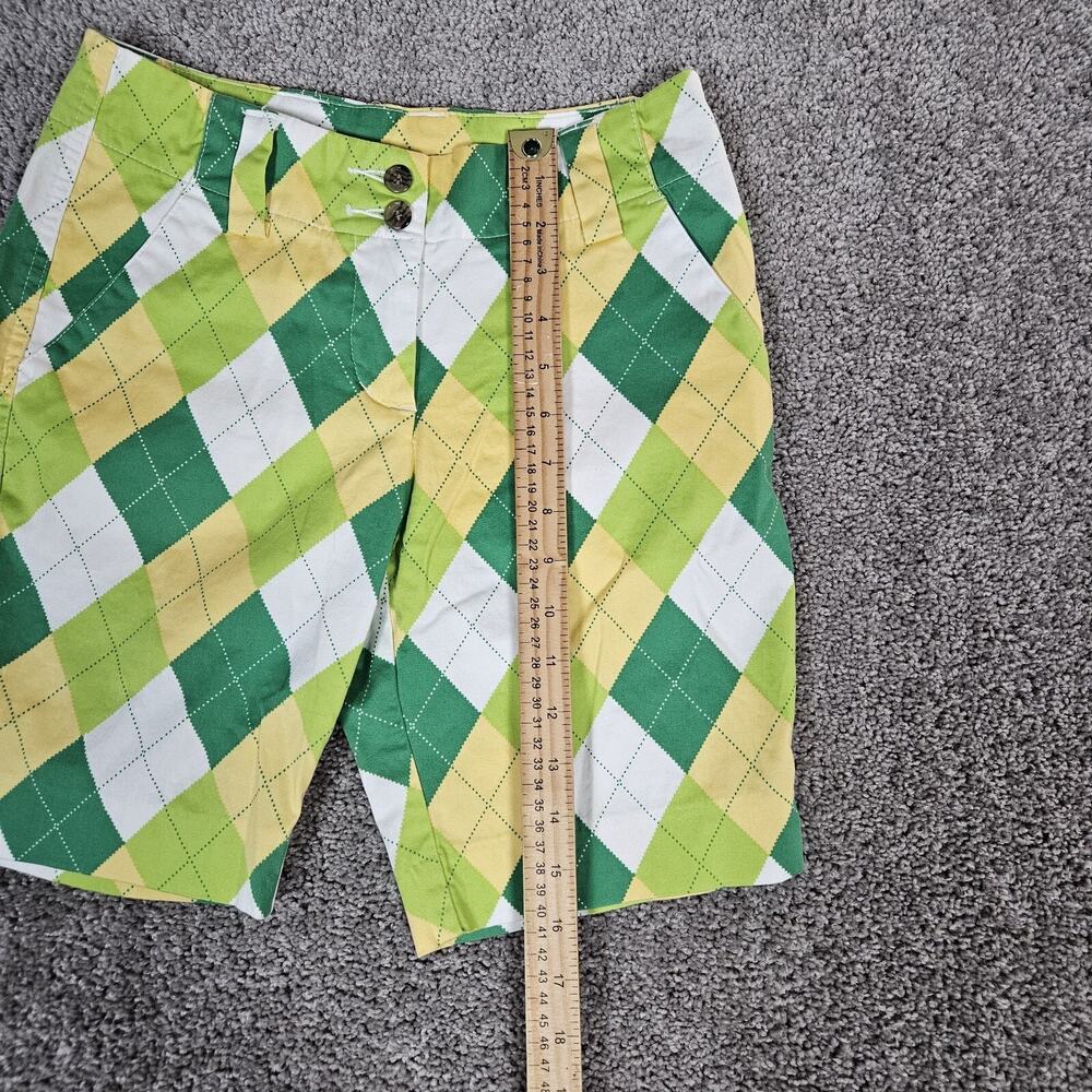 Loudmouth Shorts Womens 0 Kelly Green Argyle Golf A Tisket A Tasket Preppy - Picture 9 of 12